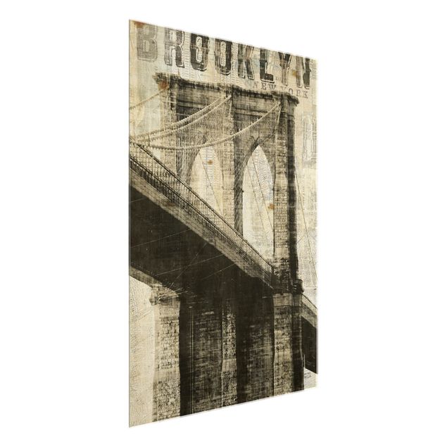 Quadros cidades Vintage NY Brooklyn Bridge