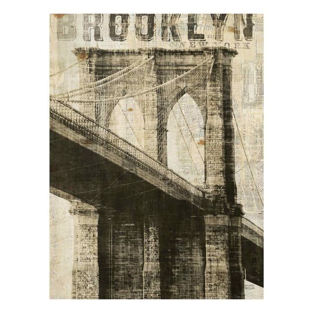 Quadros retro Vintage NY Brooklyn Bridge