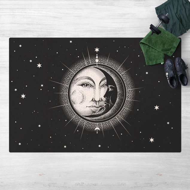 carpete vintage Vintage Sun And Moon Illustration