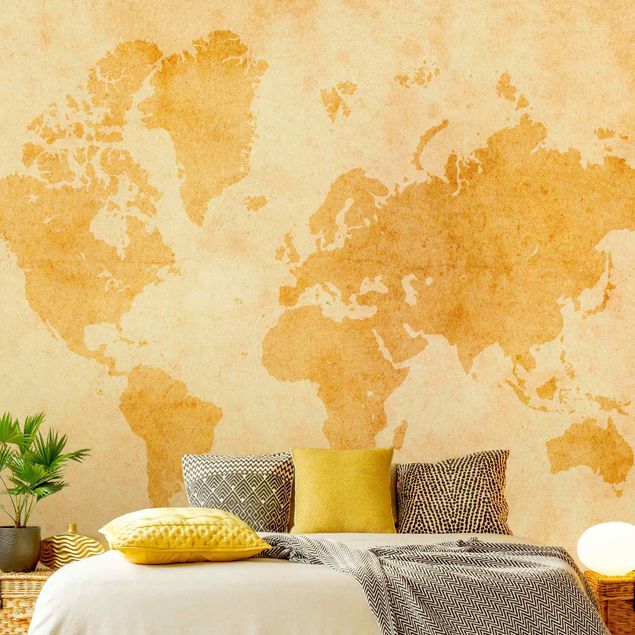 papel de parede para quarto de casal moderno Vintage World Map