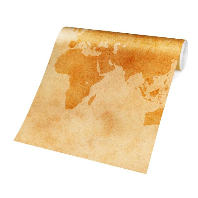 Papel de parede laranja Vintage World Map