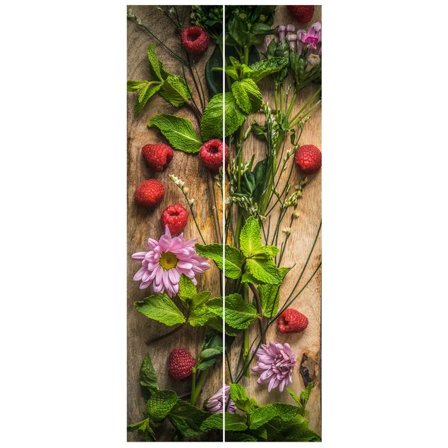 Papel de parede com flores Flowers Raspberries Mint