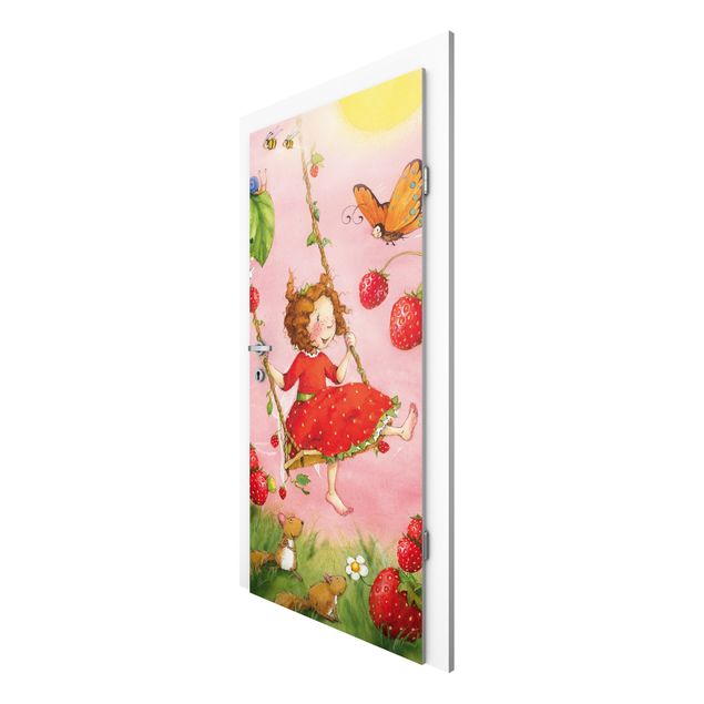 papel de parede moderno para sala Little Strawberry Strawberry Fairy - Tree Swing
