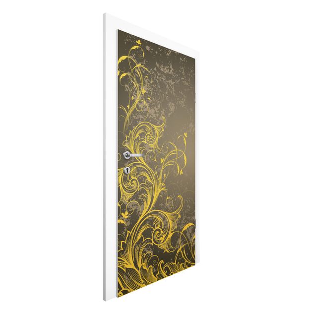 Papel de parede ornamental Flourishes In Gold And Silver