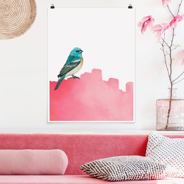 decoraçoes cozinha Bird On Pink Backdrop