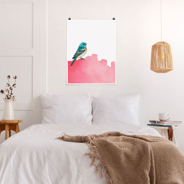 Posters animais Bird On Pink Backdrop