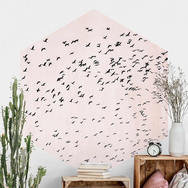 decoraçao para parede de cozinha Flock Of Birds In The Sunset