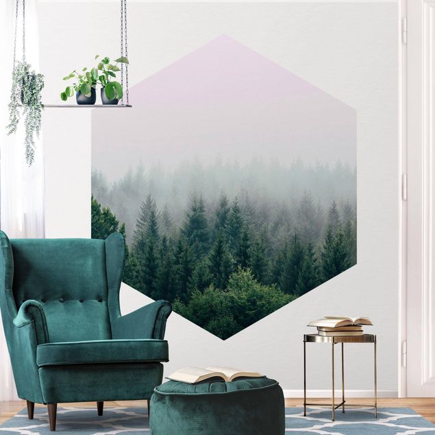 papel de parede moderno Foggy Forest Twilight