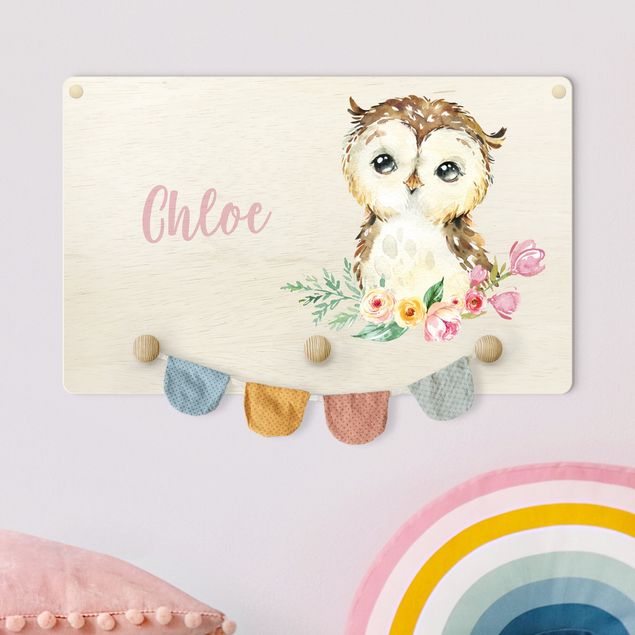 Decoração para quarto infantil Forest Animal Baby Owl With Customised Name