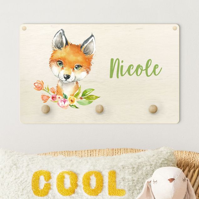 decoração para quartos infantis Forest Animal Baby Fox With Customised Name
