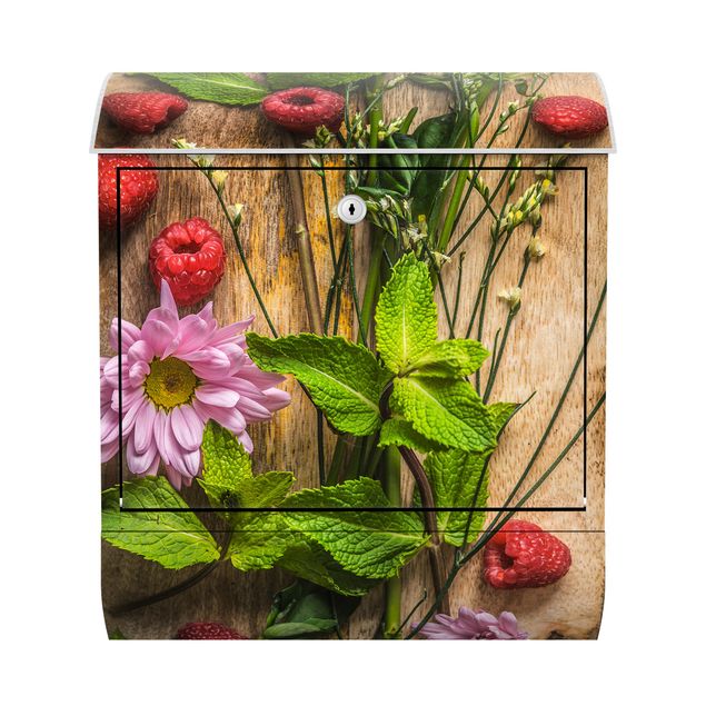Caixas de correio imitação madeira Flowers Raspberries Mint