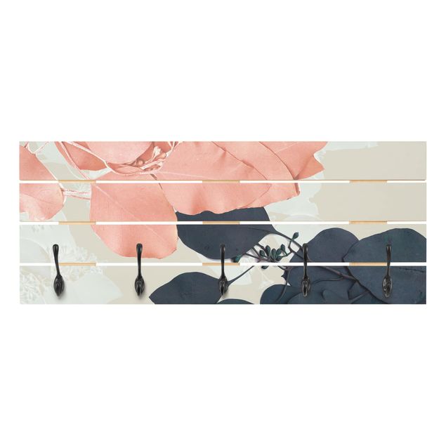 Cabides de parede em rosa Leaves Indigo & Rouge II