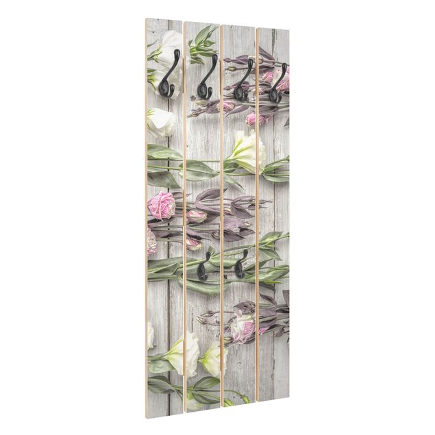 Cabides de parede Shabby Roses On Wood