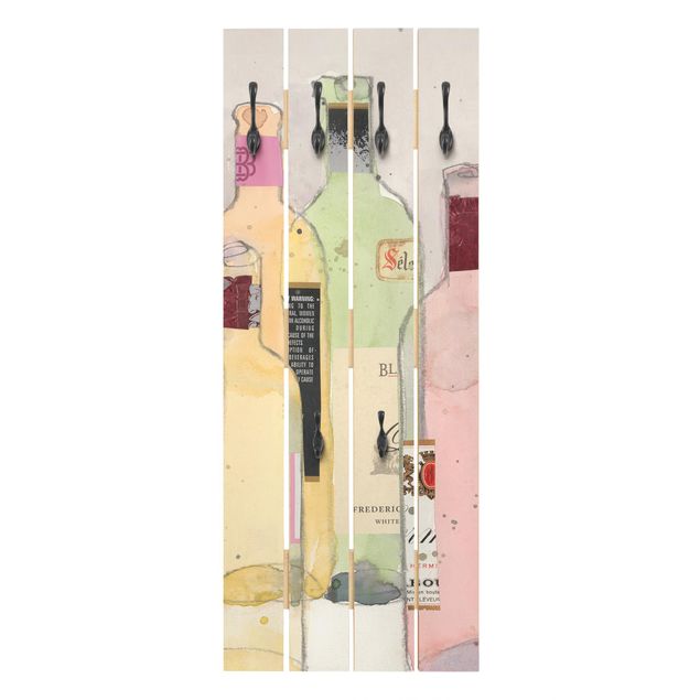 Cabides de parede em bege Wine Bottles In Watercolour I