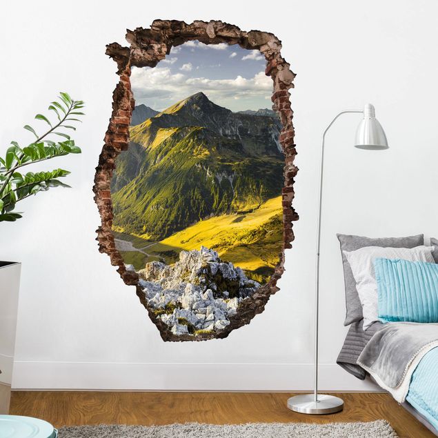 Autocolantes de parede 3D Mountains And Valley Of The Lechtal Alps In Tirol
