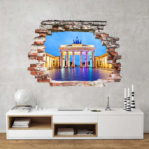 Autocolantes de parede com nomes de cidades Illuminated Brandenburg Gate