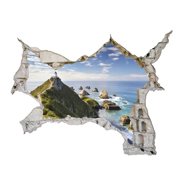 Autocolantes de parede 3D Nugget Point Lighthouse And Sea New Zealand