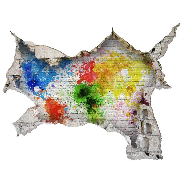 Autocolantes de parede mapa-múndi White Brick Wall World Map