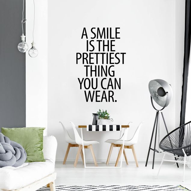 Autocolantes de parede frases A Smile Is The Prettiest Thing Sans Serif