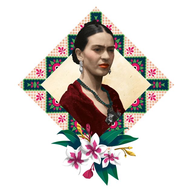 autocolantes decorativos parede Frida Kahlo - Flowers And Geometry