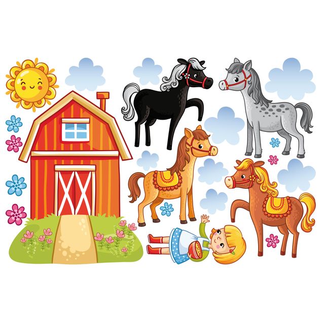 decoração quarto bebé Farm Set with Horses