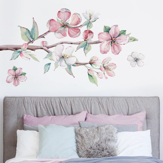 decoraçao para parede de cozinha Cherry Blossom Branch Watercolour Set