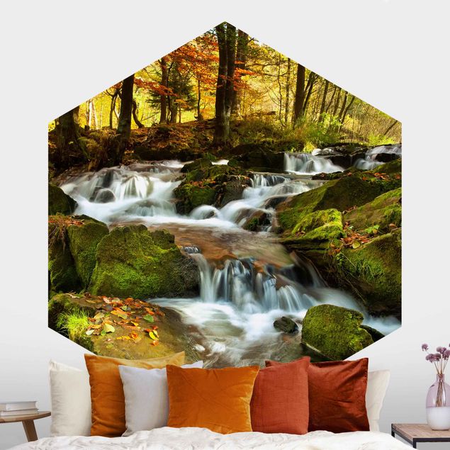 decoraçao para parede de cozinha Waterfall Forest In The Fall