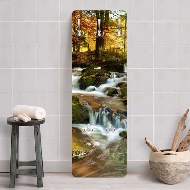Cabides de parede paisagens Waterfall Autumnal Forest