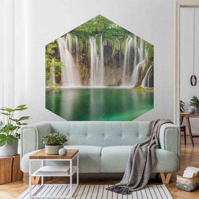 papel de parede para quarto de casal moderno Waterfall Plitvice Lakes