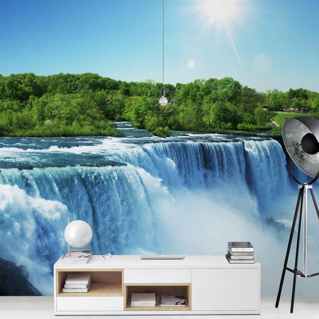 papel de parede moderno para sala Waterfall Scenery