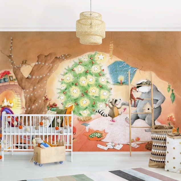 decoração para quartos infantis Vasily Raccoon - The Most Beautiful Christmas Present