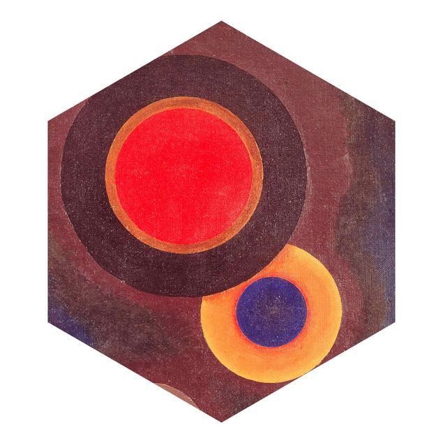 Papel de parede vermelho Wassily Kandinsky - Circles And Lines