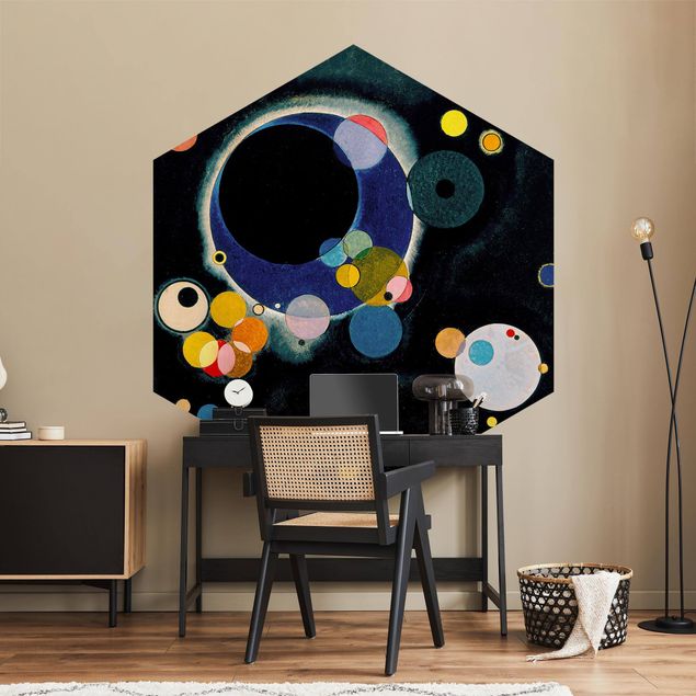 papel de parede moderno para sala Wassily Kandinsky - Sketch Circles