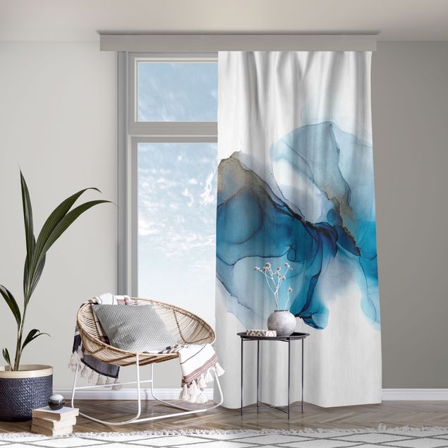 Cortinas modernas The Wind's Path Blue And Gold