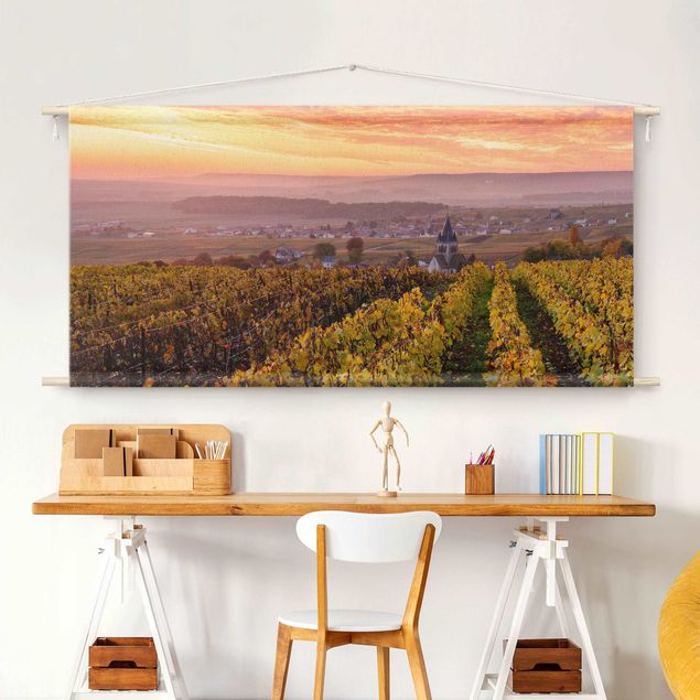 Tapeçaria de parede moderna Wine Plantations At Sunset