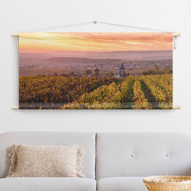 Tapeçaria de parede artística Wine Plantations At Sunset