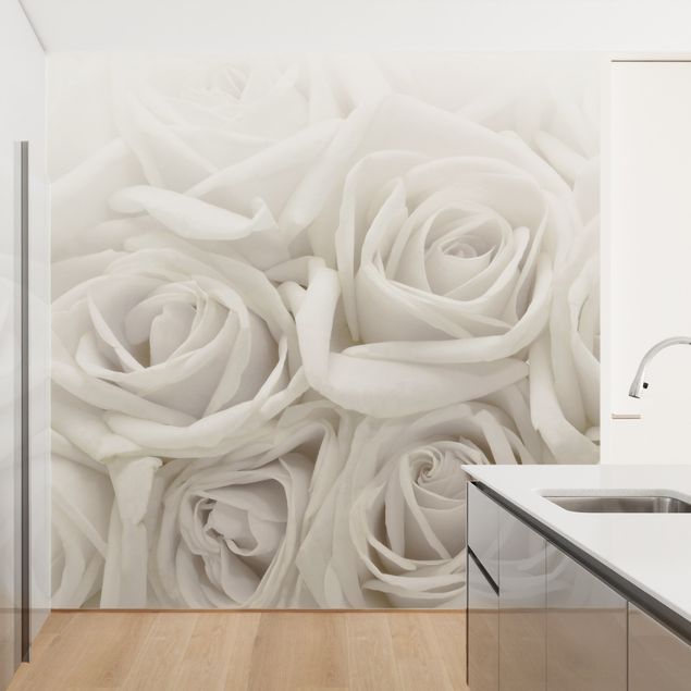 papel de parede para quarto de casal moderno White Roses