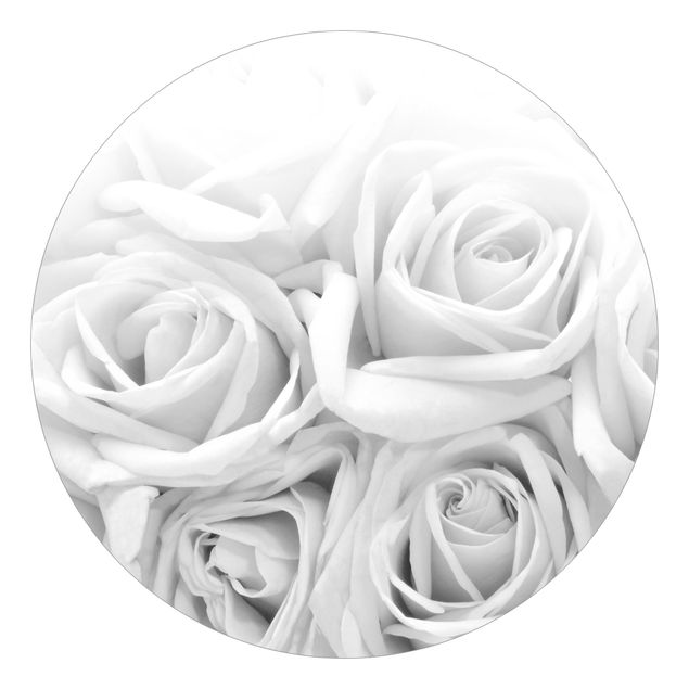 papel de parede floral White Roses Black And White