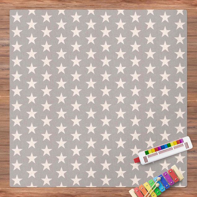decoração para quartos infantis White Stars On Gray Background