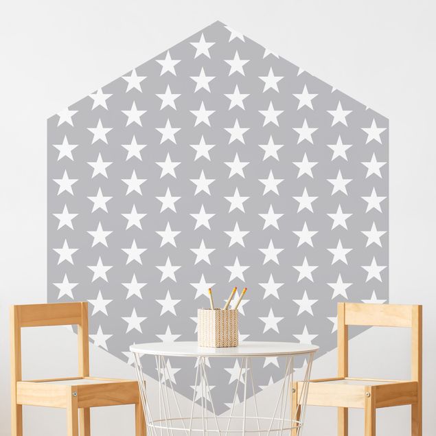 decoração quarto bebé White Stars On Gray Background