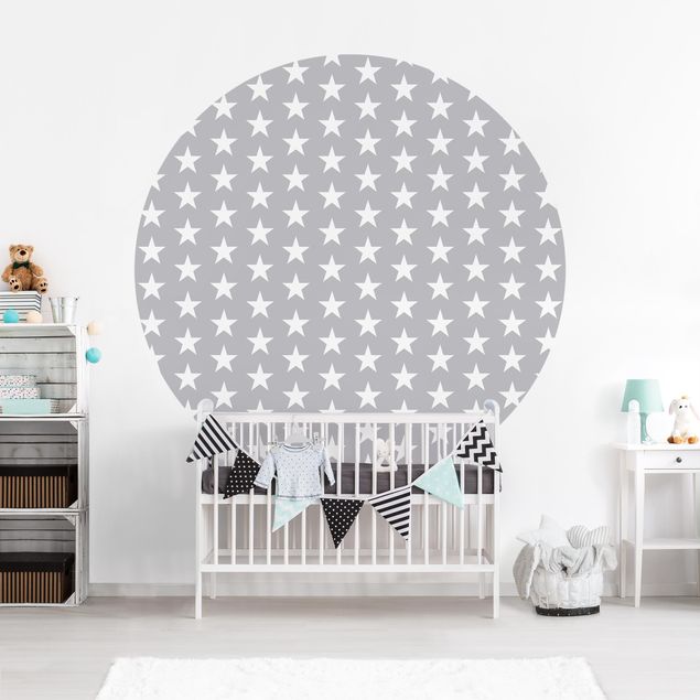 decoração para quartos infantis White Stars On Grey Background