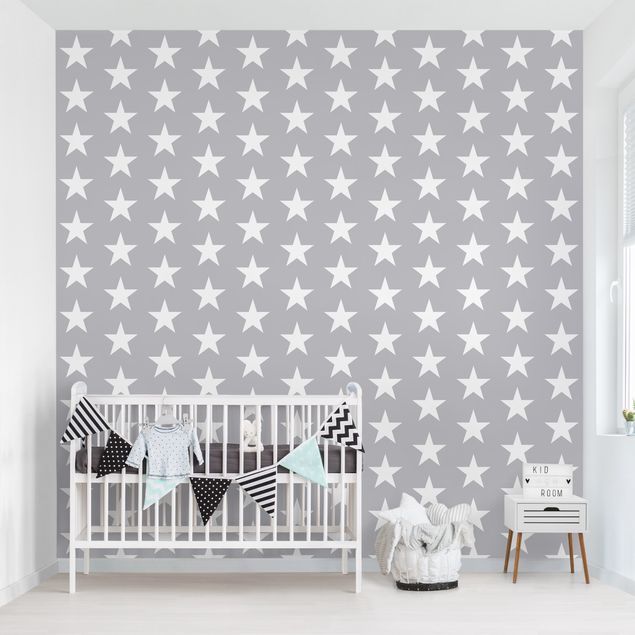 Decoração para quarto infantil White Stars On Grey Background