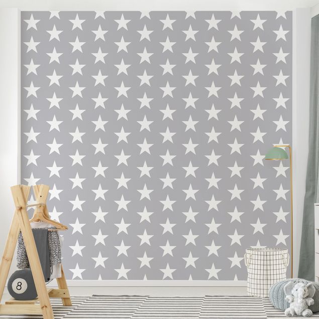 Papel de parede padrões White Stars On Grey Background