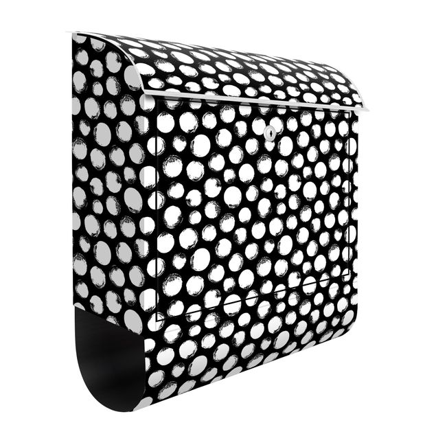Caixas de correio em preto e branco White Ink Polka Dots On Black