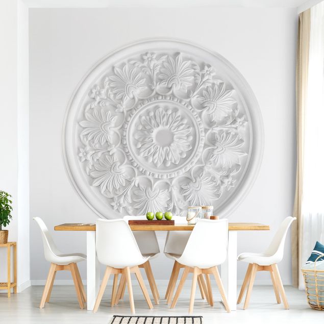 Papel de parede ornamental White Stucco In A Circle