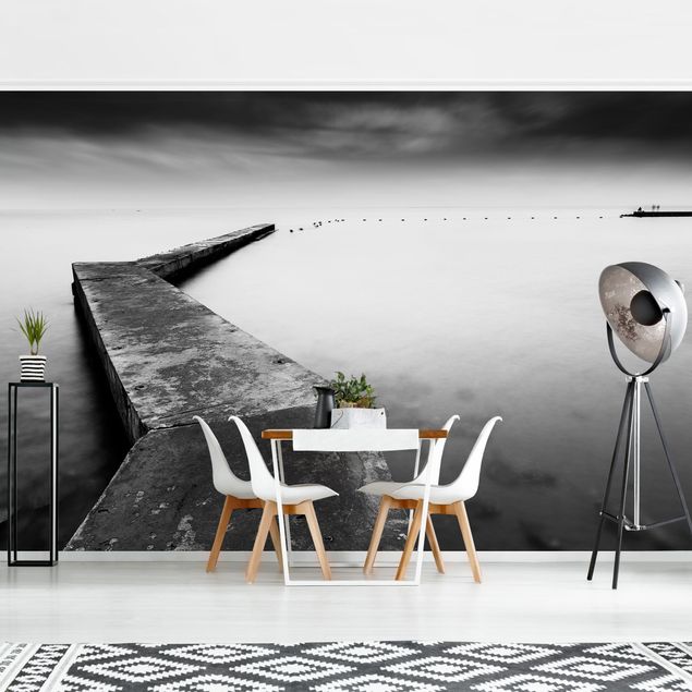 papel de parede moderno Great Pier In Black And White