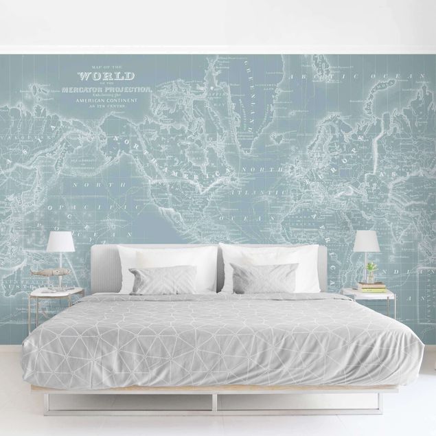 papéis de parede mapa mundi World Map In Ice Blue