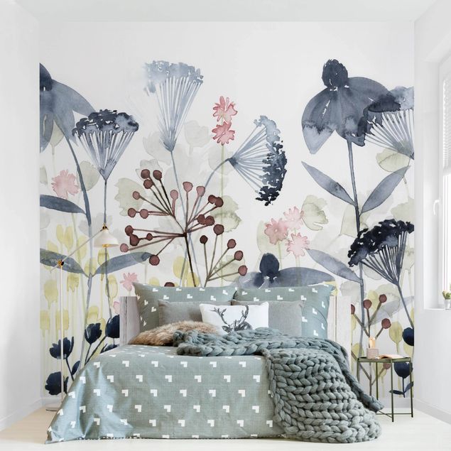 papel de parede para quarto de casal moderno Wildflower Watercolour I