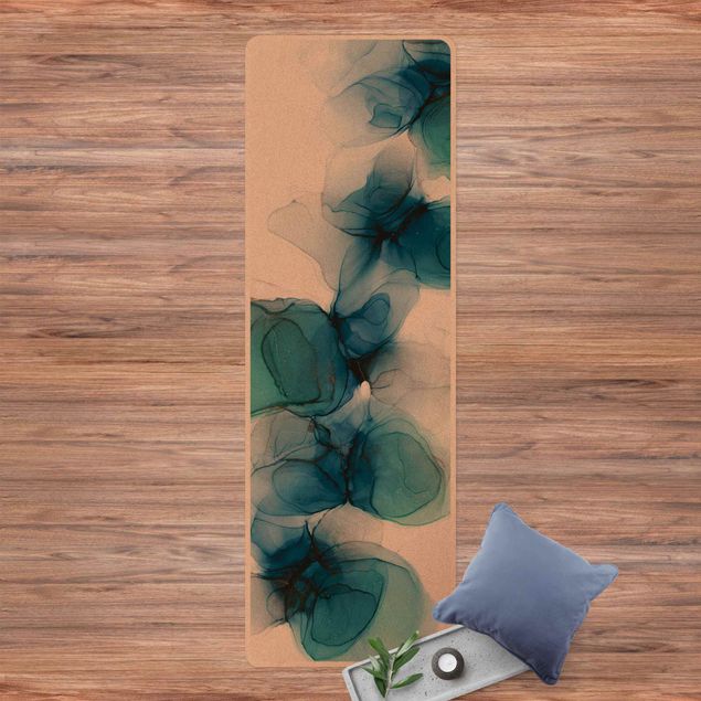 tapete para sala moderno Wild Flowers In Blue And Gold