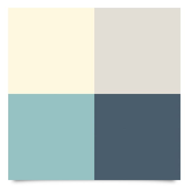 Papel autocolante para móveis mesas Cosy Colours Squares Lagoon - Cashmere Sand Pastel Turquoise Slate Blue